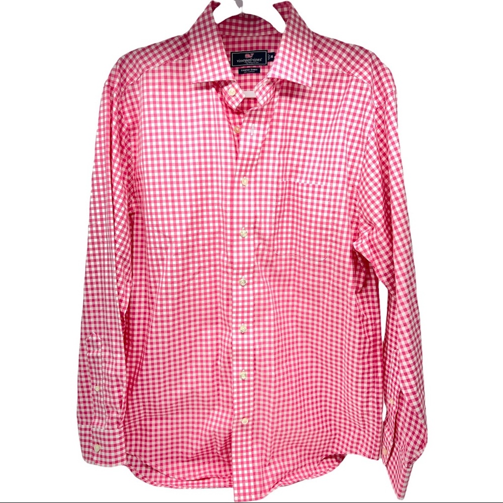 Vineyard Vines Mens Cooper Shirt Pink Plaid Size M Excellent Condition